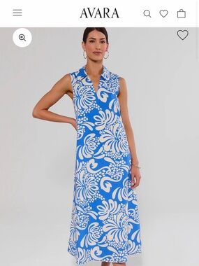 AVARA Sleeveless Blue & White Floral Maxi Dress